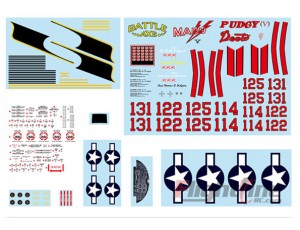 Flightline 1.6M P-38L Silver  Decal Sheet 